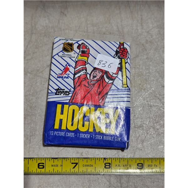 Unopened pack of 89-90 topps hockey cards