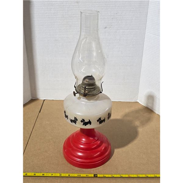 Scotty dog oil lamp with chimney