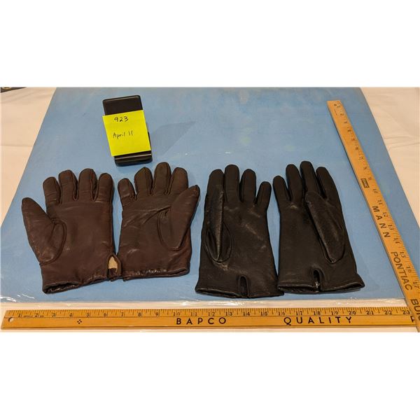 Men's Genuine Leather Lined Gloves. 1 PR Black XL and 1 PR Brown XL.