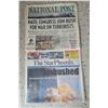 Image 3 : National Post newspaper September 13, 2001and StarPhoenix newspaper September 12  2001.  Both comple