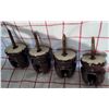 Image 3 : Set of four vintage brown ceramic insulators with lag screw - 3" tall