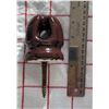 Image 4 : Set of four vintage brown ceramic insulators with lag screw - 3" tall