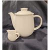 Image 1 : Individual coffee/tea/hot chocolate 4 1/2" tall pot with individual cream pitcher-made in Germany