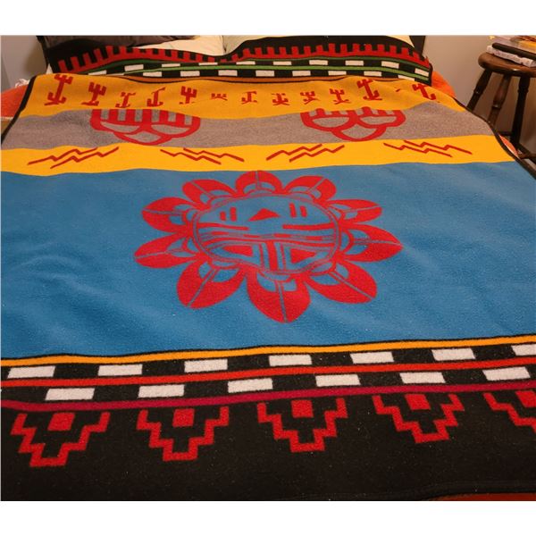 Wool Pendleton Blanket "Gift of Life" pattern - reverse side has red background - 56" x 70"