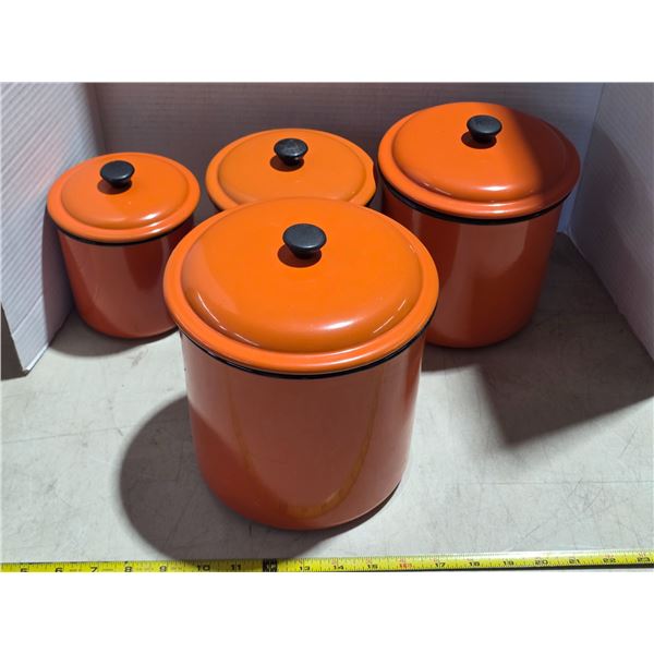Orange enamel canister set