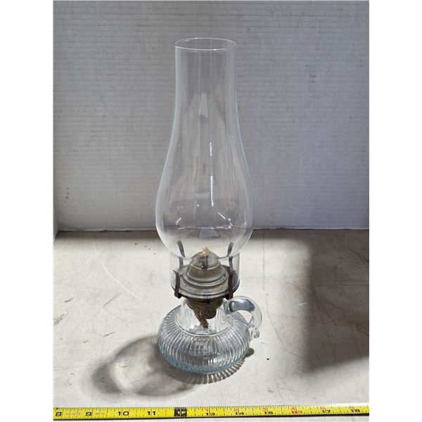 Glass # 1 finger oil lamp with chimney