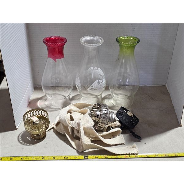 Oil lamp parts and chimneys