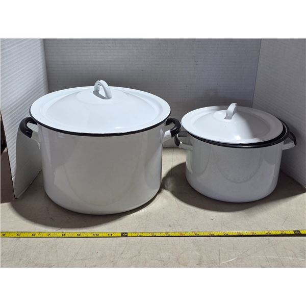 Enamelware pots and with lids
