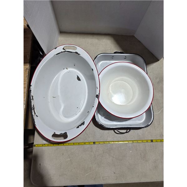 Enamelware items- roaster and pan