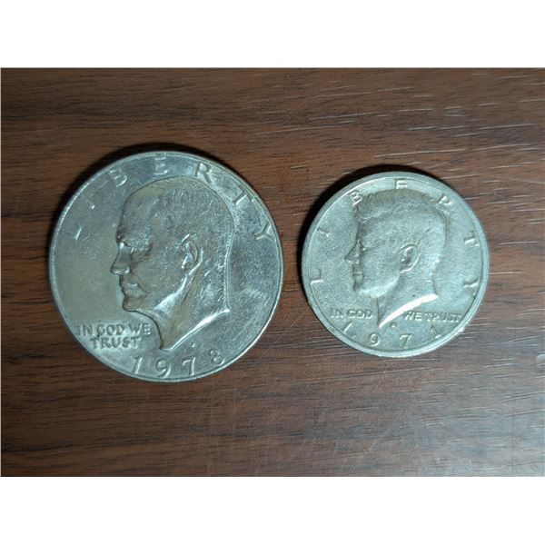 1978 American dollar and American 1971 Half Dollar