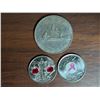 Image 1 : Canadian 1975 Dollar and (2) 25 Coins (1) Poppy 1945-2010 (1) Breast Cancer 2006