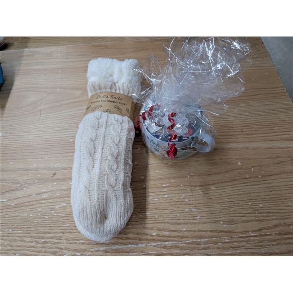Chocolate Cup Cake Peanuts Branded and Britts Knits Soft Sock Slippers