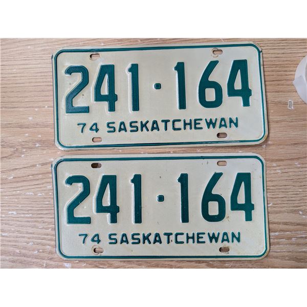 (2) Matching 1974 License Plates 241-164