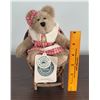 Image 1 : Small girl bear with bow and rustic chair - bear has moveable limbs and head.  Very sweet, in mint c