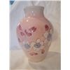Image 3 : Pink ceramic vase with flowers - 8" tall - beautifully hand painted and glazed