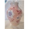 Image 4 : Pink ceramic vase with flowers - 8" tall - beautifully hand painted and glazed