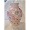 Image 5 : Pink ceramic vase with flowers - 8" tall - beautifully hand painted and glazed