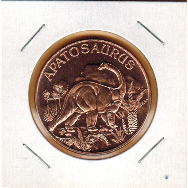 1 OUNCE COPPER -   .999 FINE - DINOSAURS - APATOSAURUS