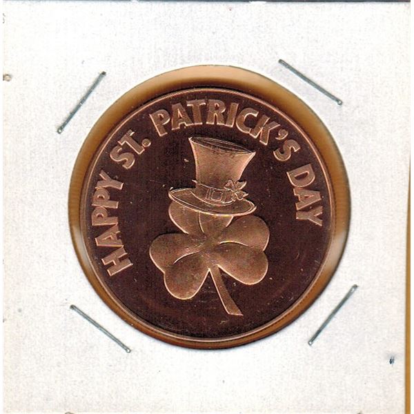 1 OUNCE COPPER -   .999 FINE - HAPPY ST. PATRICK'S DAY
