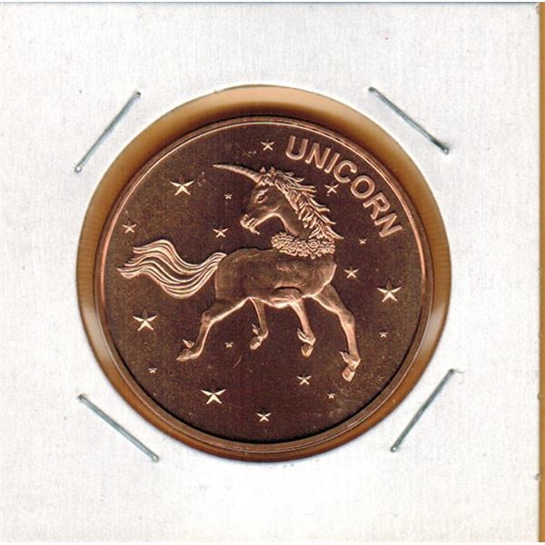 1 OUNCE COPPER -   .999 FINE - UNICORN