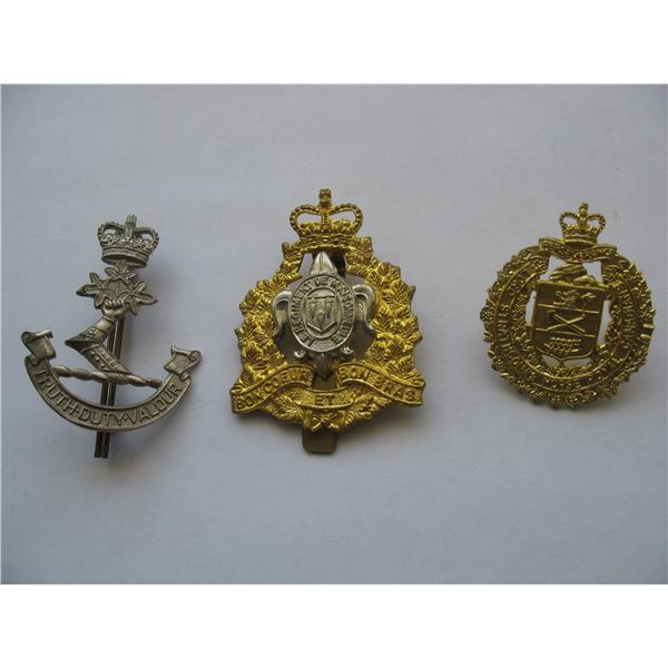 LOT OF 3 MILITARY CAP BADGES