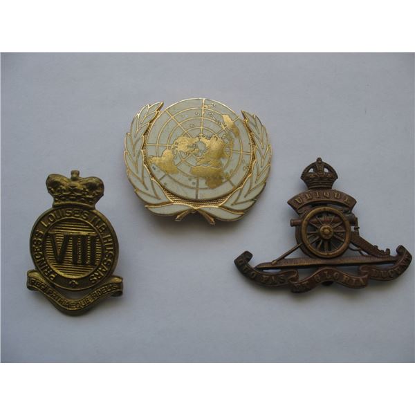 LOT OF 3 MILITARY CAP BADGES