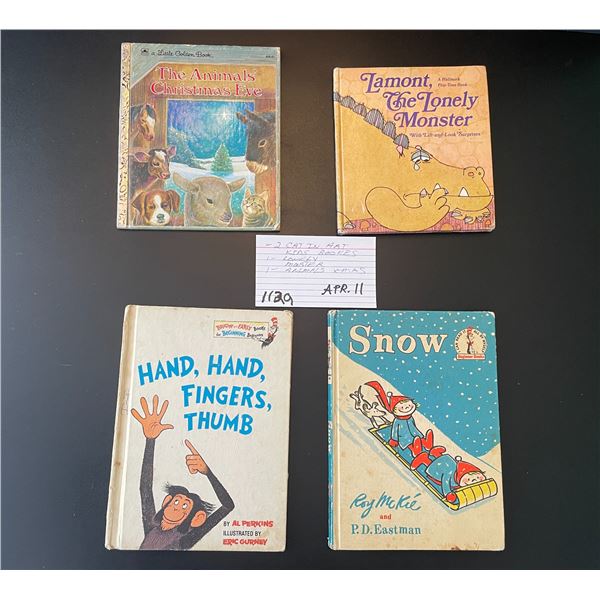 2 Cat in Hat kids' books; 1 Little Golden Book; 2 Misc