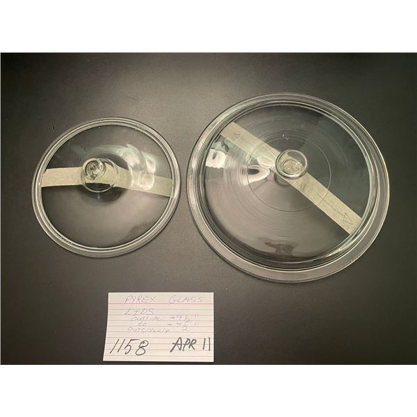 Pyrex glass lids - 9.5" ; 7.25"