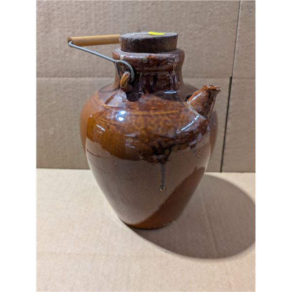 Brown Stoneware Jug c/w Spout and Handle