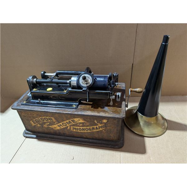 Edson Home Phonograph c/w (1) Record Cylinder  (WORKING)