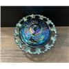 Image 2 : Blue Carnival Glass “Harvest Grape “ Candy Dish with Lid