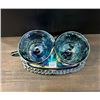 Image 1 : Blue Carnival “Harvest Grape” Sugar Bowl, Creamer and Tray set
