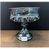 Image 1 : Blue Carnival Glass “Kings Crown” Thumbprint Compote