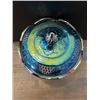 Image 2 : Blue Carnival Glass “Harvest Grape” Pedestal Compote Bowl with Lid