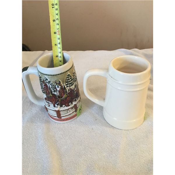 Collectable beer mugs- labatts and budwieser