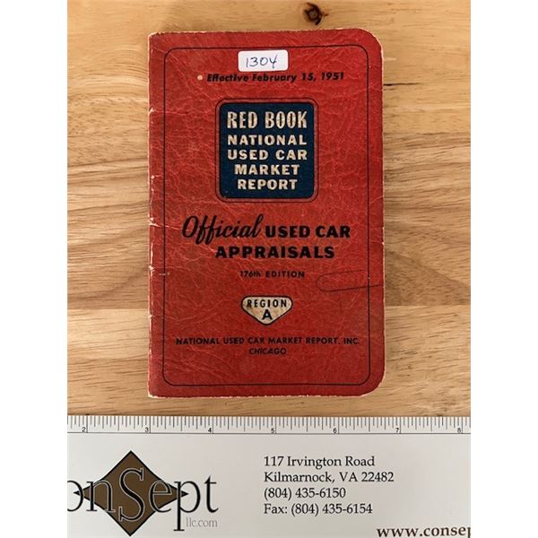 1951 red book used car appraisal book
