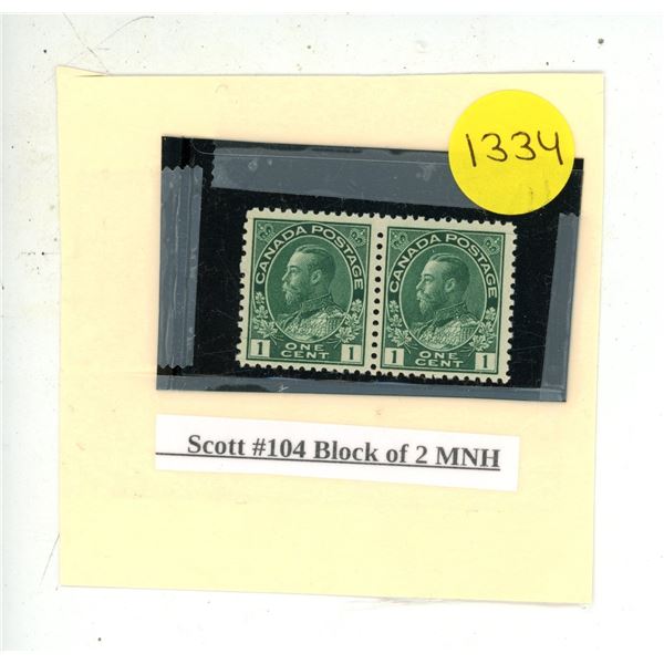 Scott #104 Block of 2 MNH.