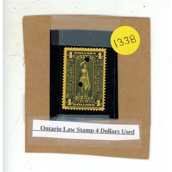 Ontario Law Stamp 4 Dollars Used.