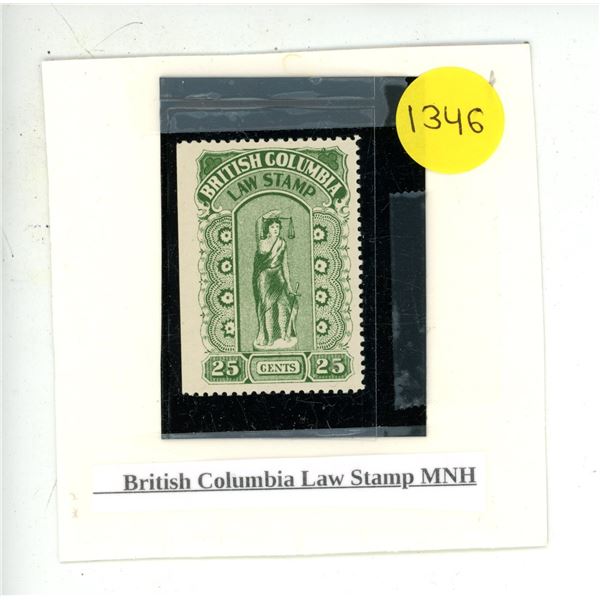 British Columbia Law Stamp MNH.