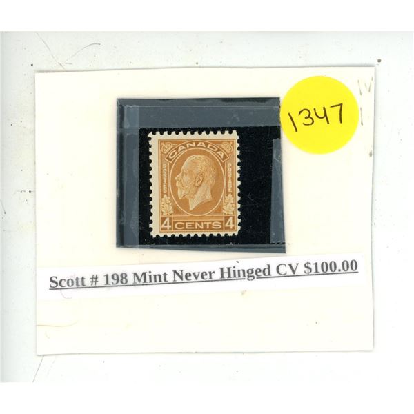 Scott #198 Mint Never Hinged CV $100.00.