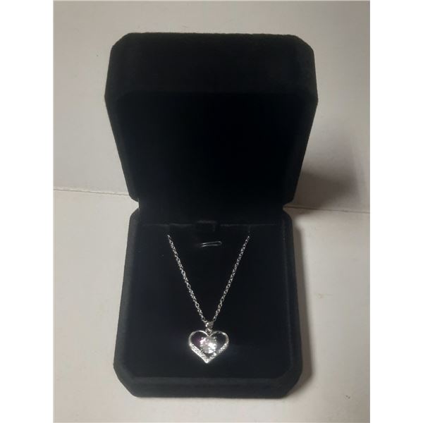 NEW Platinum Plated 1.0ct Heart Necklace