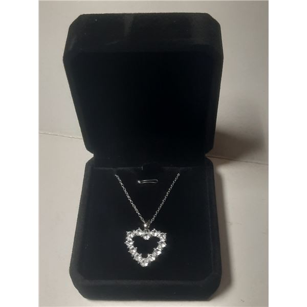 NEW Platinum Plated 2.4tcw Heart Necklace