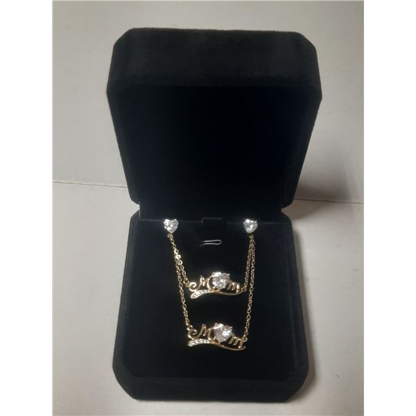 NEW 14K Gold Plated Mom Heart 3 Piece Set