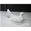 Image 1 : White milk glass hen top- 6" by 5"