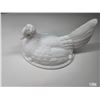 Image 3 : White milk glass hen top- 6" by 5"
