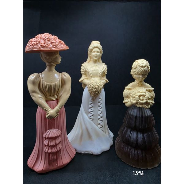3 vintage avon collectable victorian ear lady perfume bottles- from bridal moments and fashion figur