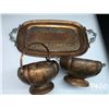 Image 2 : Vintage copper creamer, sugar bowl and matching trays