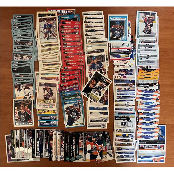 Edmonton Oilers lot of 140ish different hockey cards. Ranford. DeBrusk. Messier. Mixed Brands. Mixed