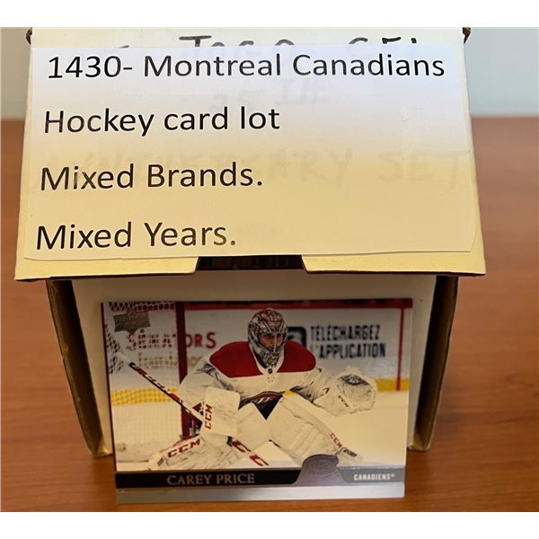Montreal Canadians hockey card lot. 200 count box.  Mixed Brands. Mixed Years. Carey Price. Patrick 