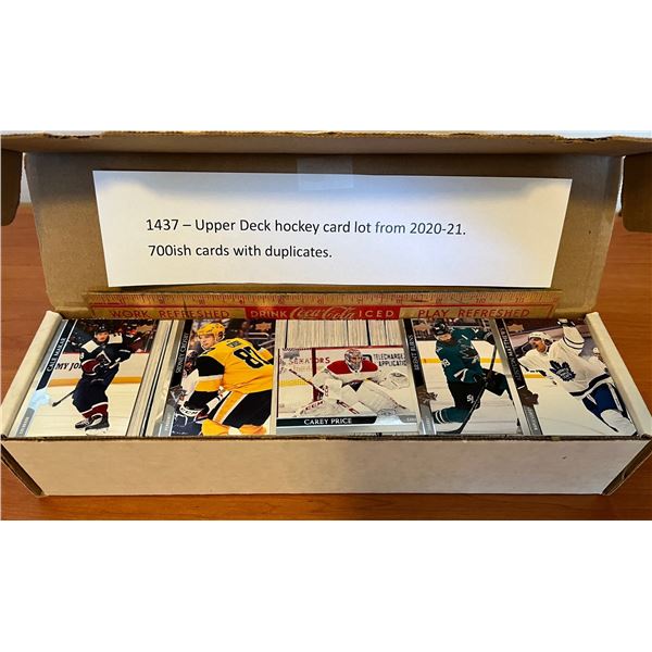 Upper Deck hockey card lot from 2020-21. 700ish cards with duplicates. Crosby, Price, Matthews, Maka